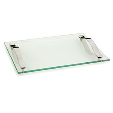 Imagem de BANDEJA ANDREA SLIM EM VIDRO E AÇO INOX 30X25CM  - Metalurgica Forma Ltda