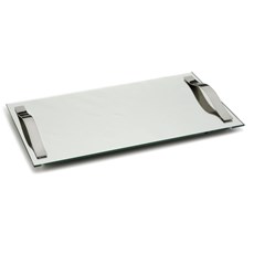 Imagem de BANDEJA ANDREA SLIM EM VIDRO ESPELHADO E AÇO INOX 40X25CM  - Metalurgica Forma Ltda