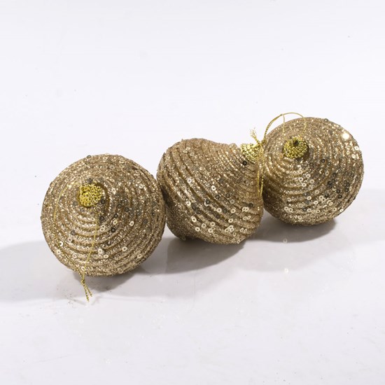 Imagem BOLA NATALINA DOURADO 8CM COM 3 PEÇAS 40578 GRILLO