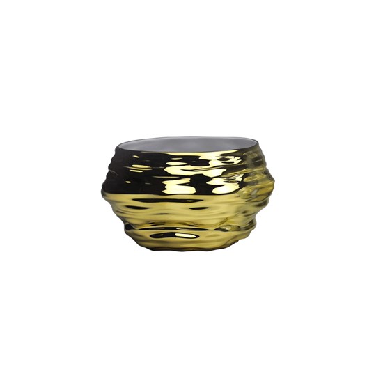 Imagem CACHEPOT MINERAL PEQUENO 17CM OURO COM BRANCO INTERNO