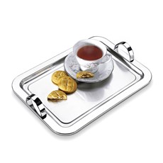 Imagem de BANDEJA RETANGULAR COM ALÇA INOX 25X34,5CM  - Metalurgica Forma Ltda