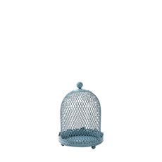 Imagem de GAIOLA DECORATIVA DE FERRO COM CÚPULA E BASE 11X15CM AZUL 36556 GRILLO - Grillo Ltda