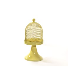 Imagem de GAIOLA DECORATIVA DE FERRO COM CÚPULA E BASE COM PÉ 9,5X20CM AMARELO 36555 GRILLO - Grillo Ltda