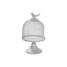 Imagem de GAIOLA DECORATIVA DE FERRO COM CÚPULA E ADORNO PÁSSARO 16,5X27CM BRANCO 31738 GRILLO - Grillo Ltda