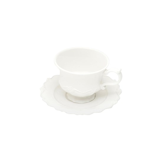 Jogo De Chá Café Bule Xícara Pires Cerâmica Branco 12 Peças