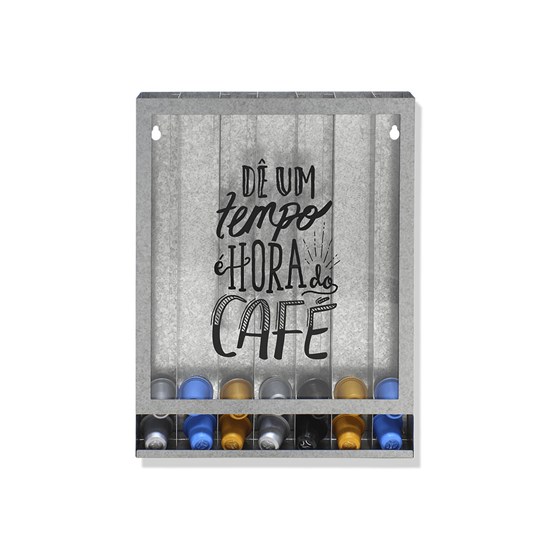 Imagem PORTA CÁPSULAS DE CAFÉ PARA PAREDE TEMPO EM AÇO 35CM 