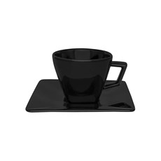 Imagem de XICARÁ DE CHÁ 200ML COM PIRES QUARTIER BLACK OXFORD PORCELANAS - Oxford Porcelanas S-A