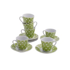 Imagem de CONJUNTO COM 6 XÍCARAS DE CAFÉ EM CERÂMICA 90ML BOLINHAS VERDE 27949 GRILLO - 6f Decoracoes Exportacao Importacao E Comercio Ltda