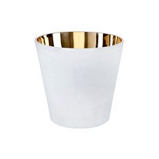 Imagem de VASO DECORATIVO EM VIDRO COM PINTURA INTERNA 18X17CM BRANCO E DOURADO 44661 GL HOME  - Grillo Ltda