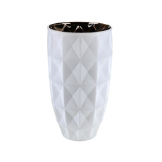 Imagem de VASO DECORATIVO EM VIDRO COM PINTURA INTERNA 14X25CM BRANCO E DOURADO 44669 GL HOME - Grillo Ltda