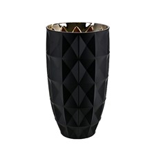 Imagem de VASO DECORATIVO EM VIDRO COM PINTURA INTERNA 14X25CM PRETO E DOURADO 44669 GL HOME - Grillo Ltda