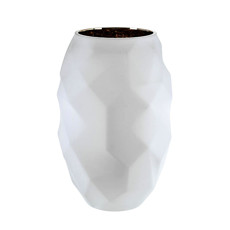 Imagem de VASO DECORATIVO EM VIDRO COM PINTURA INTERNA 17X25CM BRANCO E DOURADO 44671 GL HOME - Grillo Ltda