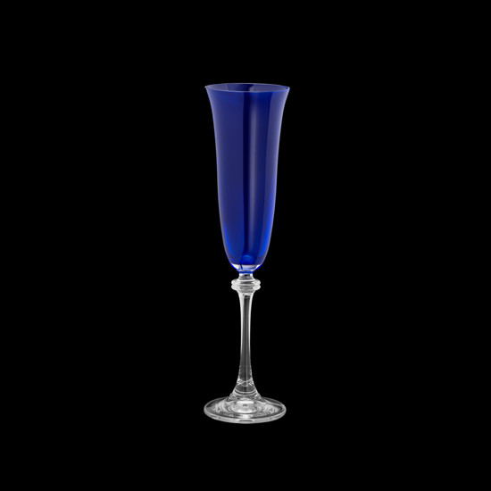 Imagem JOGO COM 6 TAÇAS PARA CHAMPAGNE DE VIDRO 190ML ALEXANDRA ASIO AZUL BOHEMIA