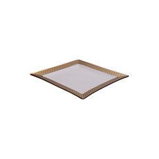 Imagem de PRATO PARA SOBREMESA QUADRADO EM CERÂMICA HOME 21CM BRANCO E DOURADO 45484 GRILLO CT18A - Grillo Ltda