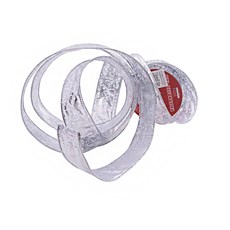 Imagem de FITA DECORATIVA ARAMADA MERRY CHRISTMAS 3,8CM PRATA E BRANCO CR01 - Cromus Embalagens Ind E Com Ltda