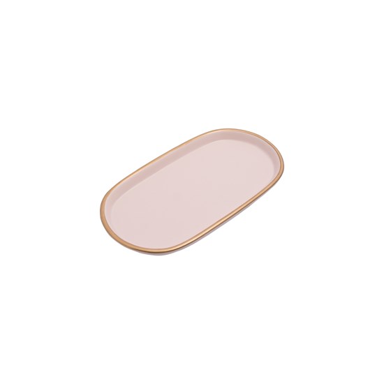 Imagem BANDEJA ROSA E DOURADA EM CERÂMICA 22,5X13,4CM MOAS