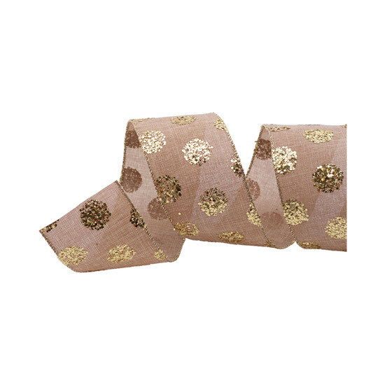 Imagem FITA NATALINA NATURAL POÁ DOURADO 6,3CM 48166 GRILLO