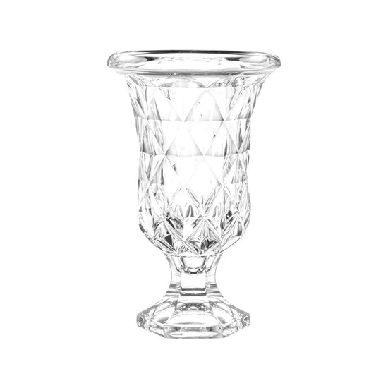 Imagem VASO COM PÉ DE VIDRO DIAMOND 15X24CM LYOR