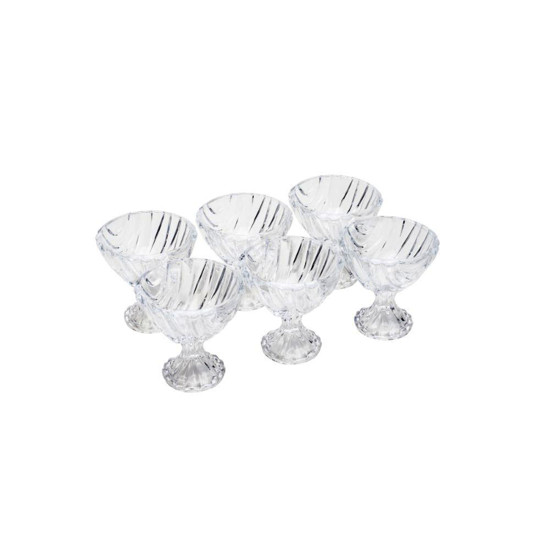 Imagem CONJUNTO 6 TAÇAS CRISTAL DE CHUMBO PARA SOBREMESA COM PÉ BAMBOO WOLFF