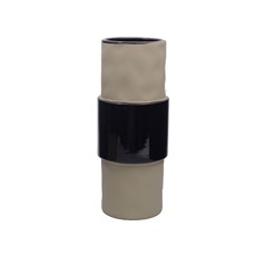 Imagem de VASO DE CERAMICA 35X12CM STONE TORRE LX LISTRA PRETA 49304 - Grillo Ltda