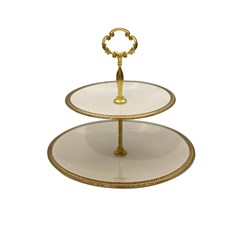 Imagem de PORTA DOCE DE PORCELANA 2 NIVEIS PADDY 19 E 27CM WOLFF - Rojemac Impotacao E Exportacao Ltda