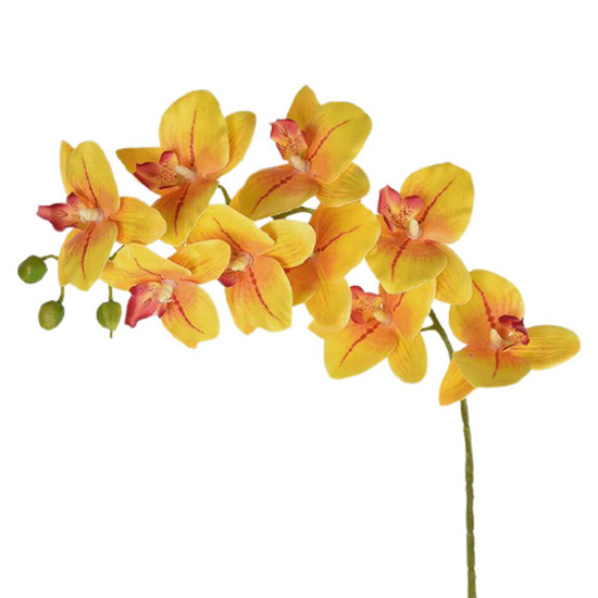Imagem HASTE DECORATIVA DE ORQUÍDEA AMARELA EM PLÁSTICO MOLDÁVEL 78X14CM - GRILLO
