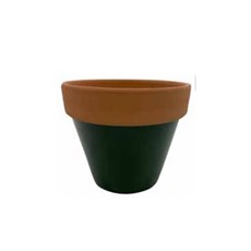 Imagem de VASO CERÂMICA BASIC TERRACOTA COLAR VERDE GRANDE 15X12,5CM - House 36 Presentes Ltda