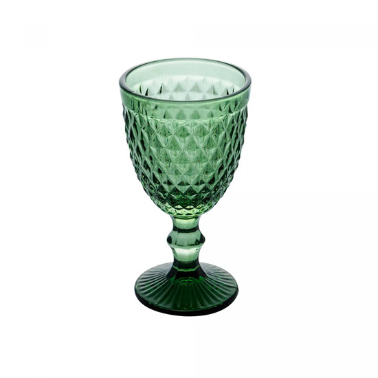 Imagem CONJUNTO 6 TAÇAS PARA ÁGUA 340ML DE VIDRO BICO DE ABACAXI VERDE 17X9X9CM - LYOR