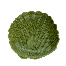 Imagem de FOLHA DECORATIVA DE CERÂMICA BANANA LEAF VERDE 23X20X4CM LYOR - Coliseu Presentes Ltda