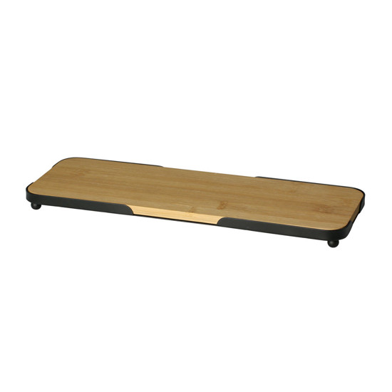 Imagem BANDEJA RETANGULAR DE BAMBU COM MOLDURA DE METAL 30,2X10,2X2,2CM LYOR