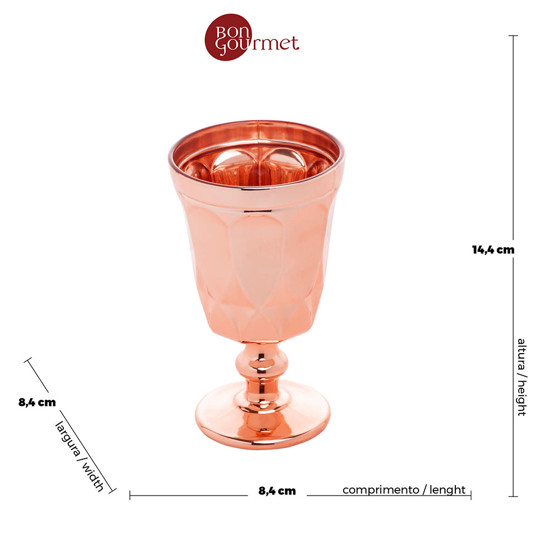 Imagem CONJUNTO 6 TAÇAS VIDRO SODO-CALCICO PARA ÁGUA CURVES ROSE 250ML 