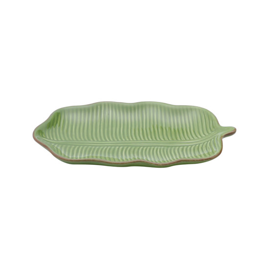 Imagem TRAVESSA DECORATIVA DE CERÂMICA BANANA LEAF VERDE 20X11,5X2,5CM 