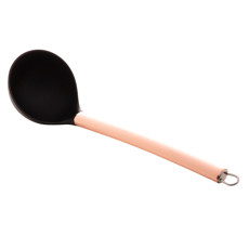 Imagem de CONCHA DE NYLON PRETA COM CABO DE AÇO INOX ROSE 30CM - Coliseu Presentes Ltda