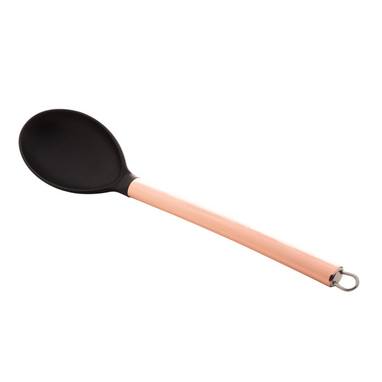 Imagem COLHER DE NYLON PRETA COM CABO DE AÇO INOX ROSE 34CM 