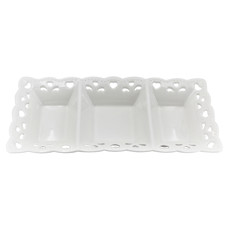 Imagem de PETISQUEIRA COM 3 DIVISÓRIAS EM PORCELANA 31X14,5X4CM - Full Fit Industria Importacao E Comercio Ltda.