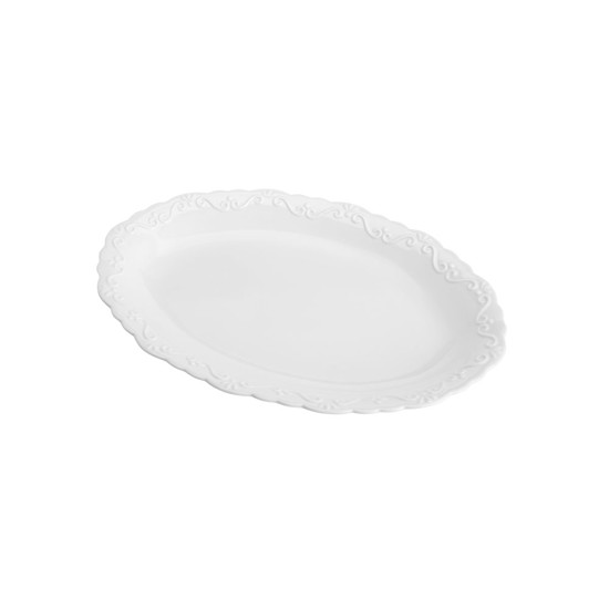 Imagem TRAVESSA 28X19X3CM DE PORCELANA OVAL ALTO RELEVO