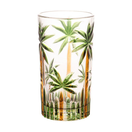 Imagem CONJUNTO 6 COPOS ALTOS CRISTAL DE CHUMBO PALM TREE HANDPAINT WOLFF