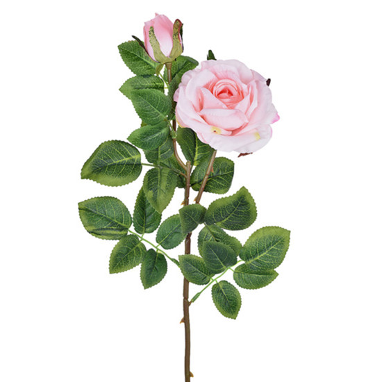Imagem HASTE DECORATIVA DE ROSA LAVANDA COM UM BOTÃO EM PLÁSTICO MOLDÁVEL 63X15CM - GRILLO
