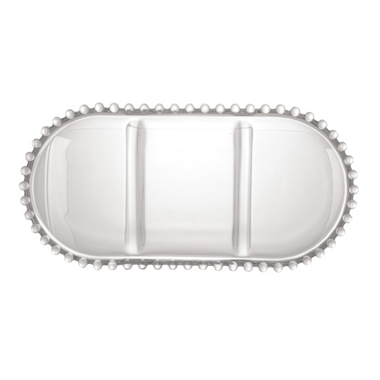 Imagem PETISQUEIRA CRISTAL COM 3 DIVISOES OVAL PEARL 30X15X2 CM - WOLFF