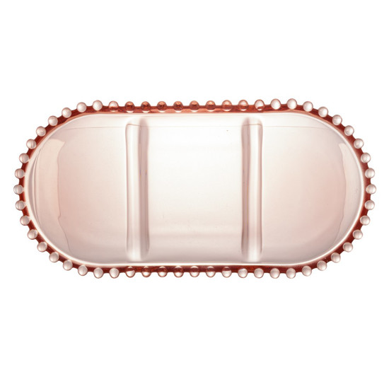 Imagem PETISQUEIRA PEARL ROSA OVAL COM 3 DIVISORES WOLFF 