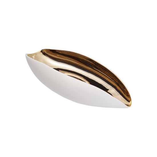 Imagem BOWL DECORATIVO BRANCO E DOURADO 35X15X7CM LUCATTI