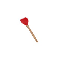 Imagem de COLHER DE SILICONE COM CABO DE BAMBU HEART VERMELHO 27CM - Coliseu Presentes Ltda