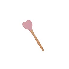 Imagem de COLHER DE SILICONE COM CABO DE BAMBU HEART ROSA 27CM - Coliseu Presentes Ltda