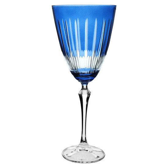 Imagem TAÇA PARA VINHO TINTO LAPIDADA EM CRISTAL ECOLÓGICO 250ML COR AZUL