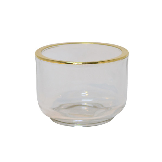 Imagem MINI VASO DECORATIVO COM BORDA DOURADA 10X8CM HOME DESIGN