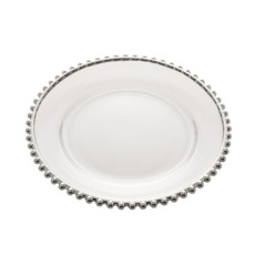 Imagem de PRATO SOBREMESA CRISTAL DE CHUMBO COM BORDA PRATEADA PEARL 20CM- WOLFF - Rojemac Impotacao E Exportacao Ltda