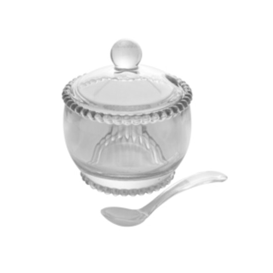 Imagem ACUCAREIRO CRISTAL C/COLHER PEARL 10X8X7CM WOLFF