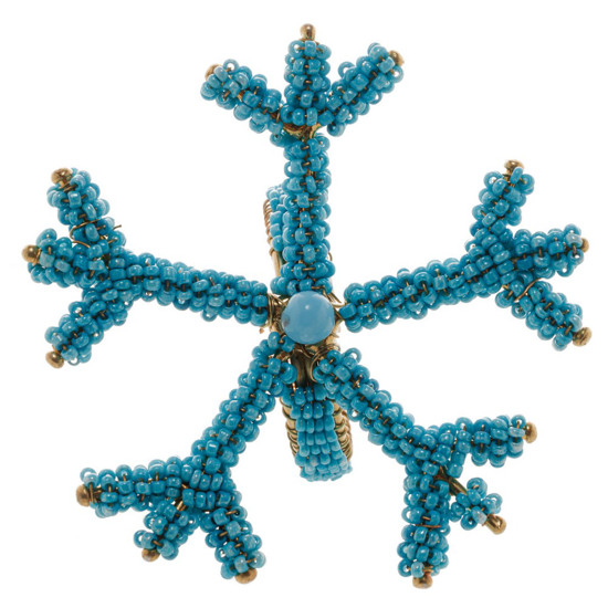 Imagem JOGO DE ANÉIS PARA GUARDANAPO 4 PEÇAS CORAL EM METAL TURQUESA 8X6 CM - WOLFF