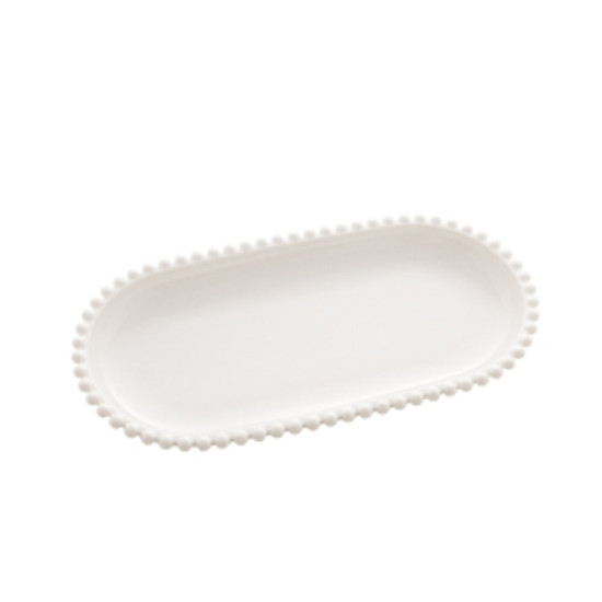 Imagem TRAVESSA PORCELANA OVAL BEADS BRANCO 31X15X3CM BON GOURMET