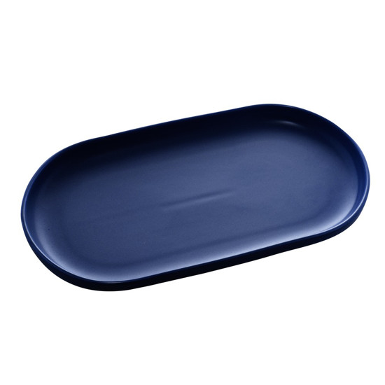 Imagem TRAVESSA PORCELANA OVAL NÓRDICA AZUL ESCURO MATT 30X17X3 CM- ROJEMAC